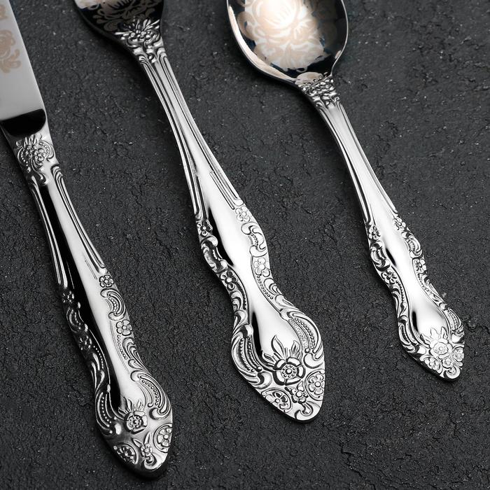 Набор столовых приборов «Тройка», 24 предмета, художественная роспись, декоративная коробка Набор столовых приборов «Тройка», 24 предмета, художественная роспись, декоративная коробка