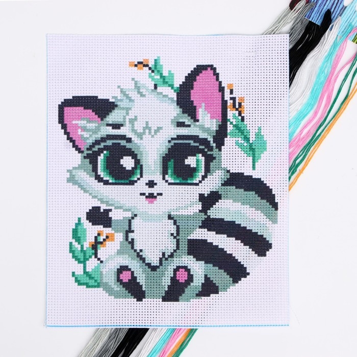 Вышивка крестиком для детей «Енотик», набор для творчества, 25 х 20 см Вышивка крестиком для детей «Енотик», набор для творчества, 25 х 20 см