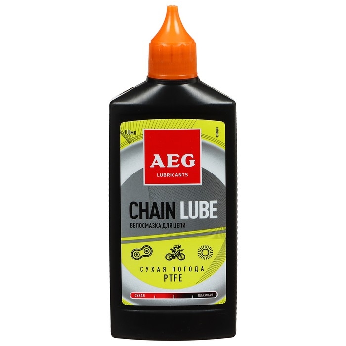 Велосмазка для цепи AEG, для сухой погоды 100 мл Велосмазка для цепи AEG, для сухой погоды 100 мл