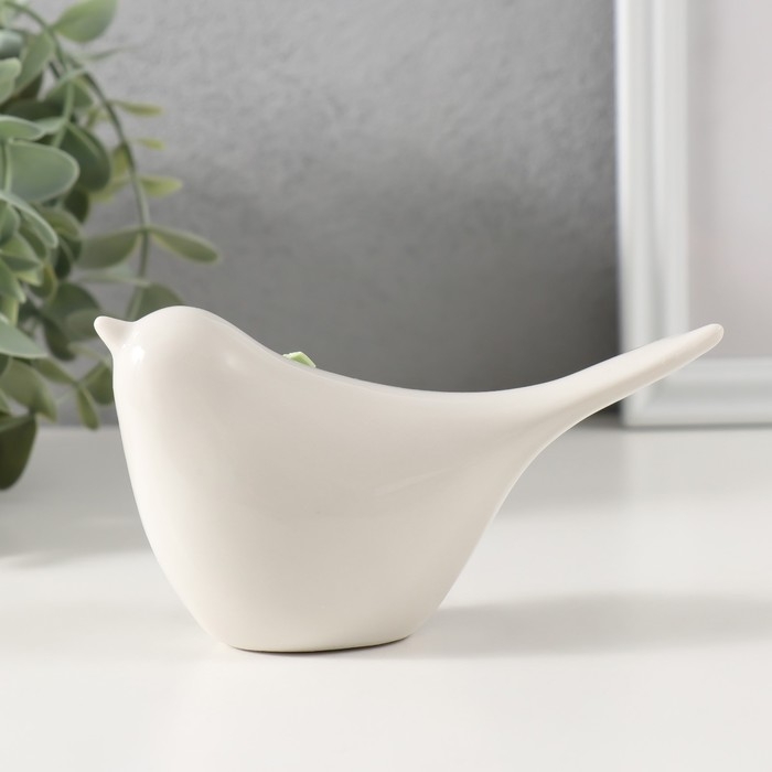 Сувенир керамика Сувенир керамика "Птичка белая с сиреневым цветком" 12,4х5х6,7 см