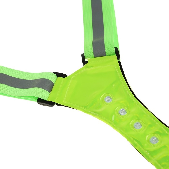 Жилет сигнальный, светоотражающий с регулируемым размером, салатовый, LED сигнал, 4 режима Жилет сигнальный, светоотражающий с регулируемым размером, салатовый, LED сигнал, 4 режима