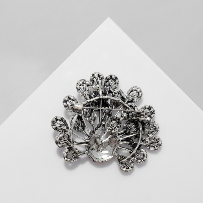 Брошь «Птица» павлин, цвет фиолетово-синий в чернёном серебре Брошь «Птица» павлин, цвет фиолетово-синий в чернёном серебре