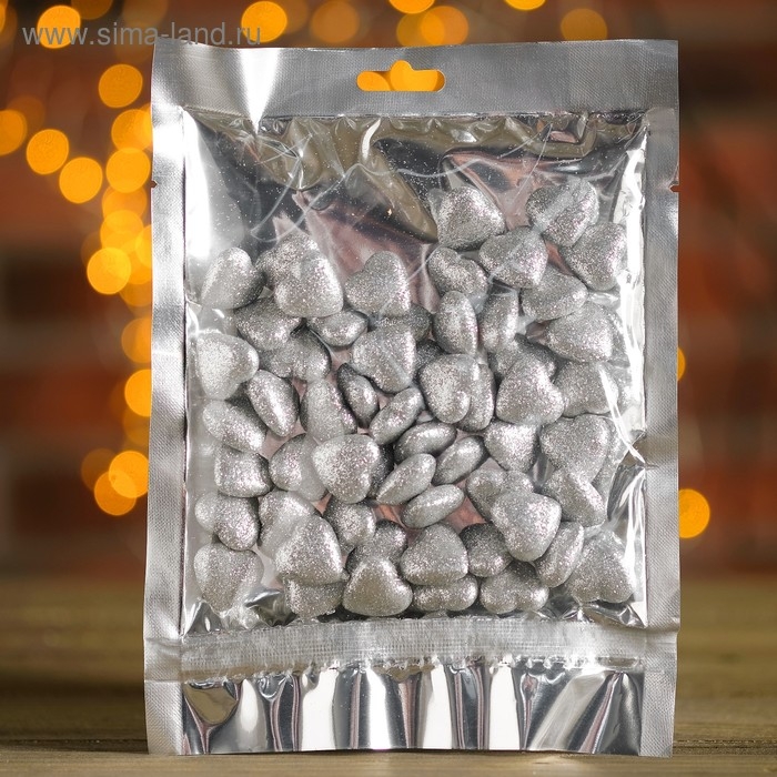 Фигурка для поделок и декора Фигурка для поделок и декора "Сердце", набор 50 шт., размер 1 шт. 1,5×1,5×0,5 см, цвет серебро