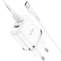 Сетевое зарядное устройство Hoco N4, 2 USB - 2.4 А, кабель Type-C 1 м, белый