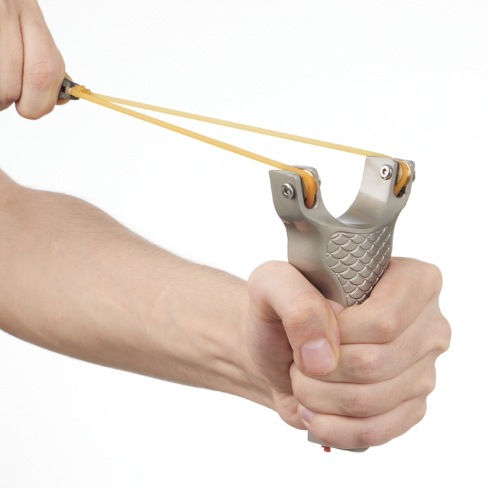 Рогатка металлическая Рогатка металлическая "Чешуя" со жгутом для стрельбы стрелами, 13 см, серебристая