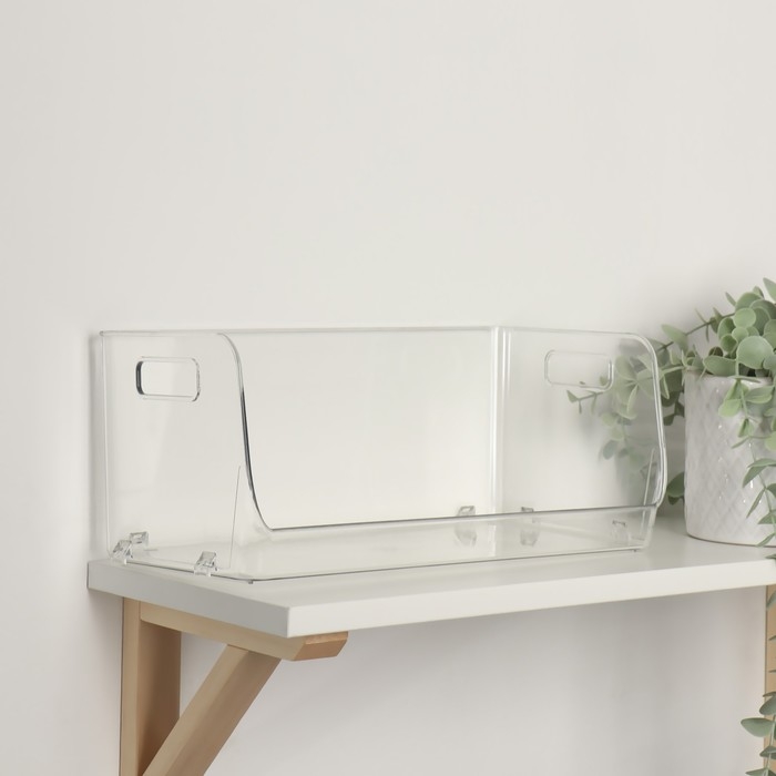 Органайзер для хранения, с ручками, 1 секция, 30 × 14 × 13 см, цвет прозрачный Органайзер для хранения, с ручками, 1 секция, 30 × 14 × 13 см, цвет прозрачный