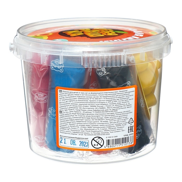 Тесто для лепки 12 цветов по 30 г Мульти-Пульти  Тесто для лепки 12 цветов по 30 г Мульти-Пульти "Чебурашка", пластиковое ведро + 2 формочки, корекс