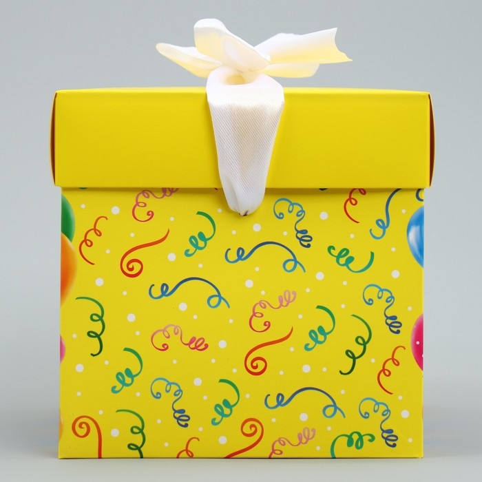 Коробка подарочная складная, упаковка, «С днем рождения», 15 х 15 х 15 см