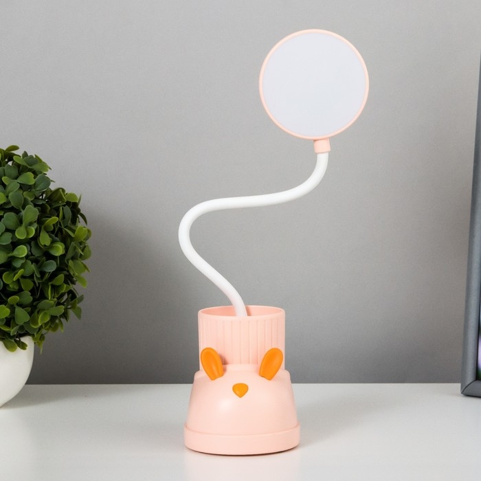 Лампа настольная  Лампа настольная "Ботинок заяц" LED 3 режима 3Вт USB органайзер  розовый 8х11х31 см RISALUX