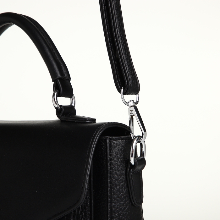 Сумка женская на клапане TEXTURA, маленький размер, цвет чёрный Сумка женская на клапане TEXTURA, маленький размер, цвет чёрный