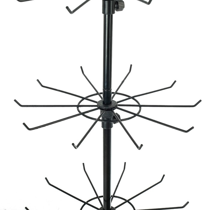 Вертушка, 6 ярусов по 10 крючков, 40&times;40&times;160 см, цвет чёрный