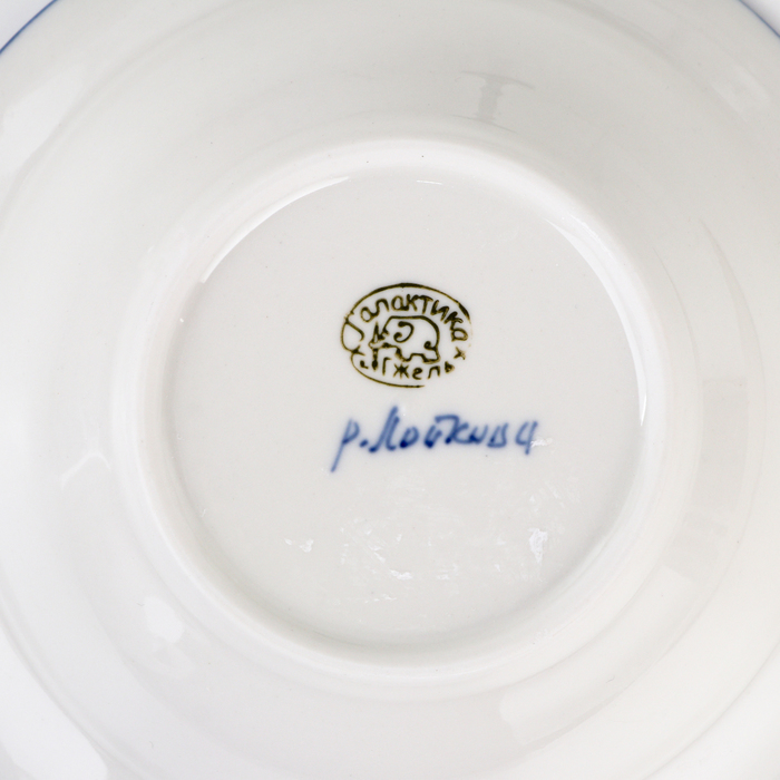 Тарелка &laquo;Трапеза&raquo;, малая, D=17,5 см, гжель