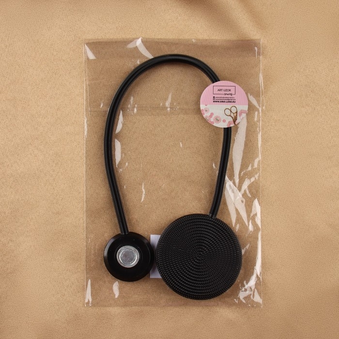 Подхват для штор «Вязаный круг», на пружине, d = 6/3,5 см, 23,5 см, цвет чёрный Подхват для штор «Вязаный круг», на пружине, d = 6/3,5 см, 23,5 см, цвет чёрный