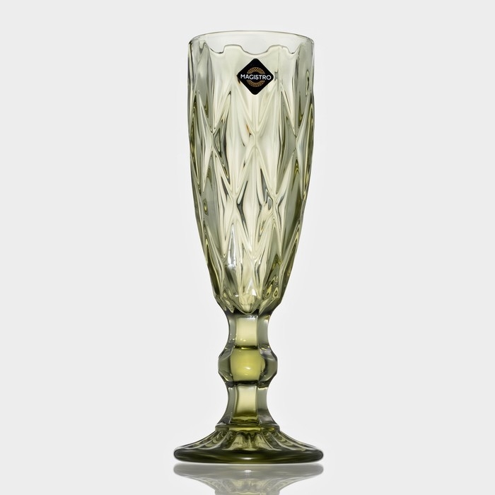 Набор бокалов из стекла для шампанского Magistro «Круиз», 160 мл, 7×20 см, 6 шт, цвет зелёный Набор бокалов из стекла для шампанского Magistro «Круиз», 160 мл, 7×20 см, 6 шт, цвет зелёный
