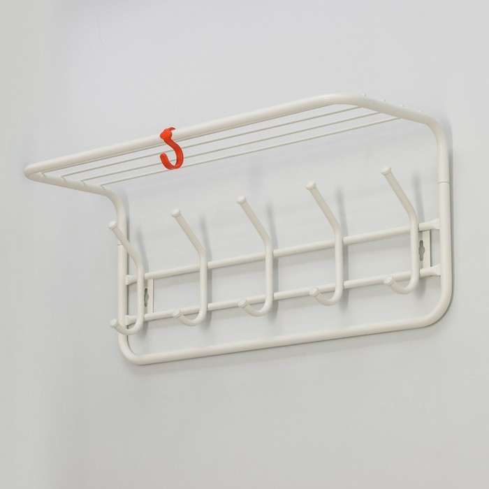 Вешалка настенная с полкой, 60×22×26,5 см, цвет белый Вешалка настенная с полкой, 60×22×26,5 см, цвет белый