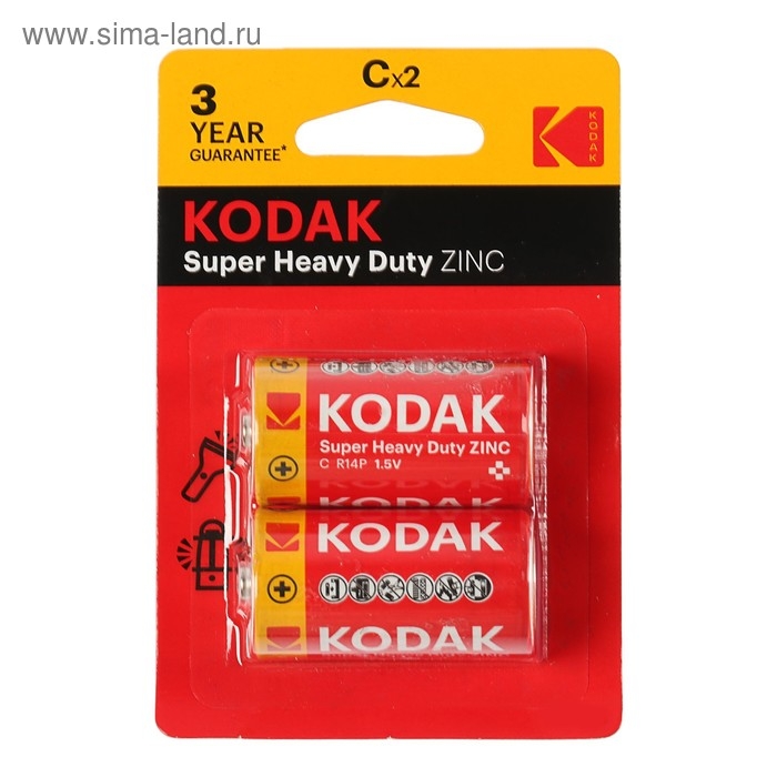 Батарейка солевая Kodak Extra Heavy Duty, C, R14-2BL, 1.5В, блистер, 2 шт. Батарейка солевая Kodak Extra Heavy Duty, C, R14-2BL, 1.5В, блистер, 2 шт.