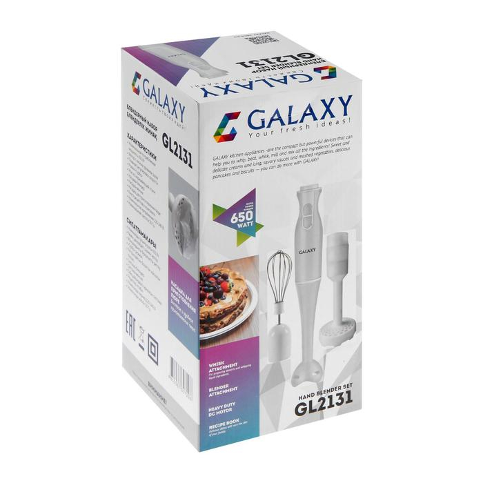 Блендер Galaxy GL 2131, погружной, 650 Вт, 0.6 л, 2 скорости, режим  Блендер Galaxy GL 2131, погружной, 650 Вт, 0.6 л, 2 скорости, режим "Турбо", белый
