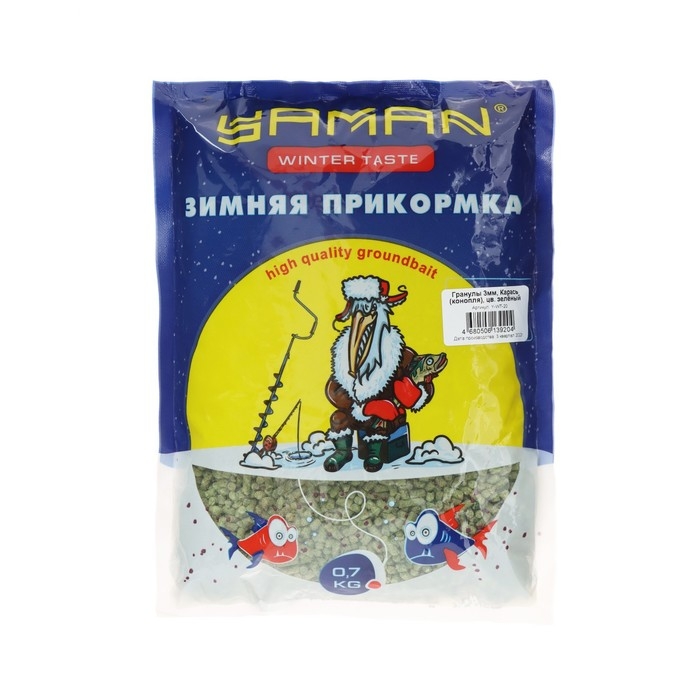 Прикормка Yaman Winter Taste гранулы 3 мм, Карась, зимняя, конопля, цвет зелёный, 700 г Прикормка Yaman Winter Taste гранулы 3 мм, Карась, зимняя, конопля, цвет зелёный, 700 г