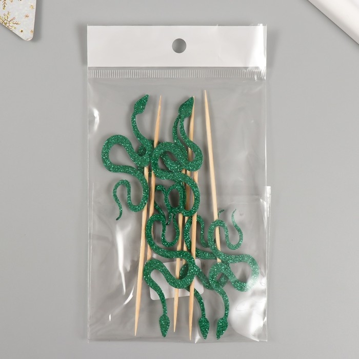 Новогодний топпер для творчества Новогодний топпер для творчества "Зелёная змея" 12.5 см (Новогодний набор 6 шт)