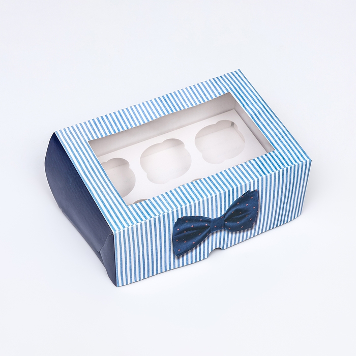 Коробка для 6 капкейков с окном ,  Коробка для 6 капкейков с окном , "длястоящему мужчине", 25 х 17 х 10 см