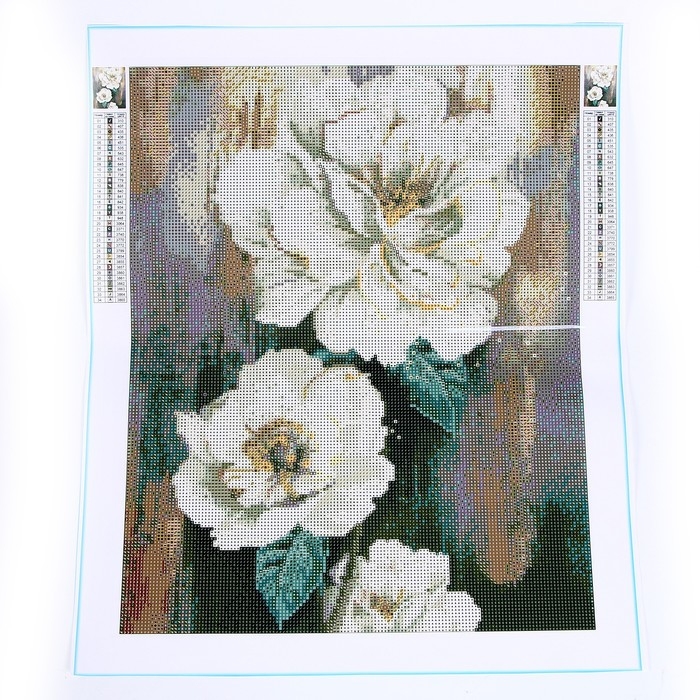 Алмазная мозаика с полным заполнением на холсте «Белые пионы», 40 х 50 см Алмазная мозаика с полным заполнением на холсте «Белые пионы», 40 х 50 см