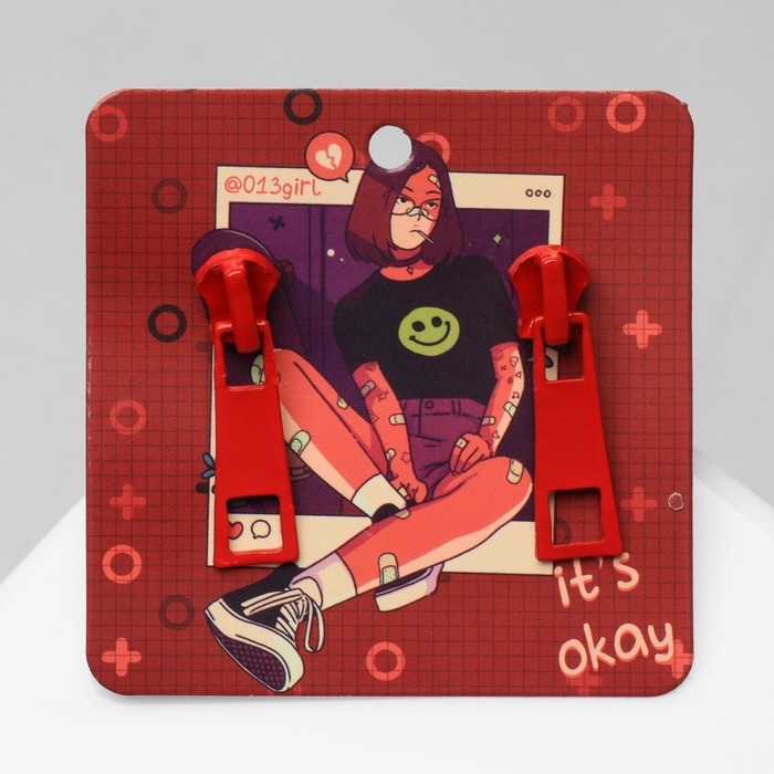 Серьги металл «Молнии», цвет красный Серьги металл «Молнии», цвет красный