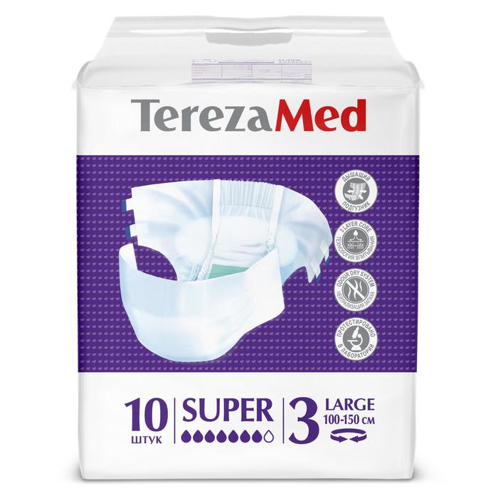 Подгузники для взрослых TerezaMed Super Large №3, L, 10 шт. Подгузники для взрослых TerezaMed Super Large №3, L, 10 шт.