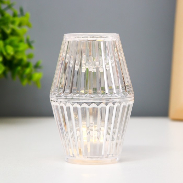 Ночник Ночник "Кристалл" LED от батареек 3хLR1130 прозрачный 6х6х10 см RISALUX