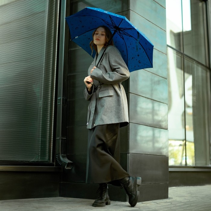 Зонт женский механический «Космос», 8 спиц, d=95, цвет тёмно-синий Зонт женский механический «Космос», 8 спиц, d=95, цвет тёмно-синий