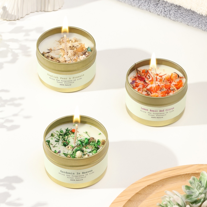 Набор свечей ароматических Набор свечей ароматических "Aromatic Candle Deluxe", английская груша и фрезия, 3 шт