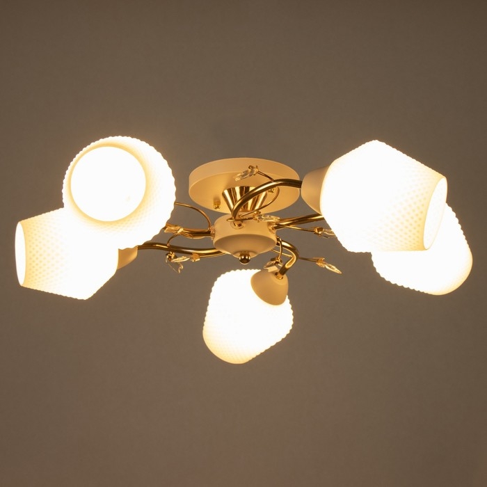 Люстра Люстра "Рукси" 5хЕ27 40Вт бело-золотой 56х56х28 см BayerLux