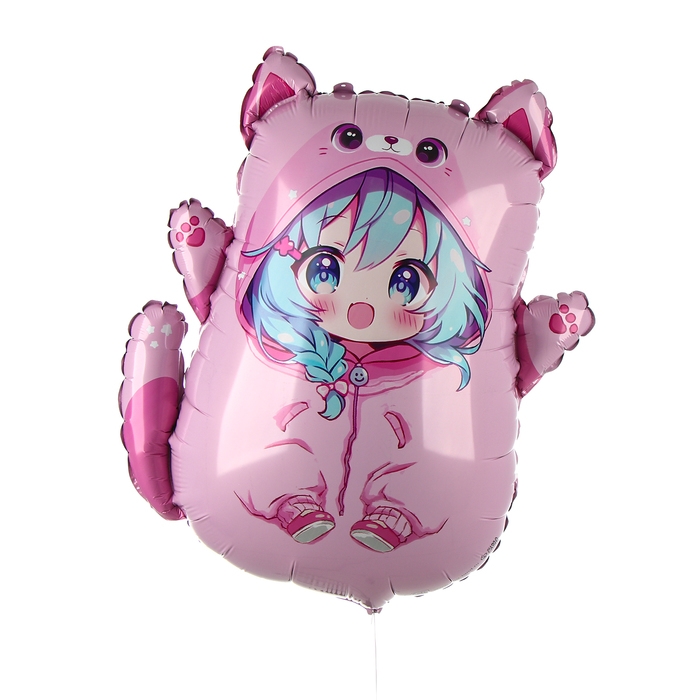 Воздушный шар фольгированный 28 Воздушный шар фольгированный 28" «Аниме-кошечка», с подложкой