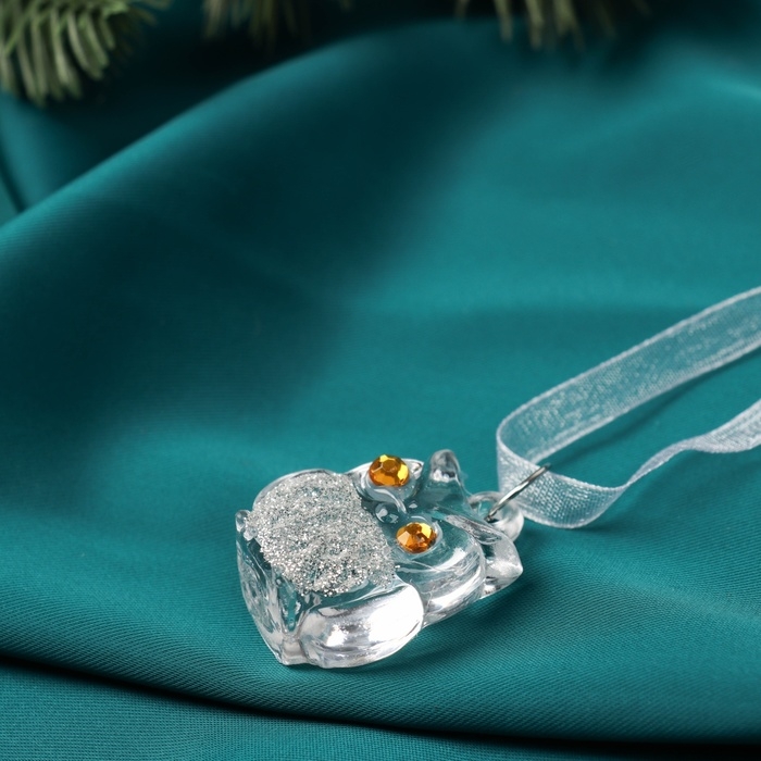 Украшение ёлочное Украшение ёлочное "Совушки " (набор 3 шт) 3,5х3 см, прозрачный