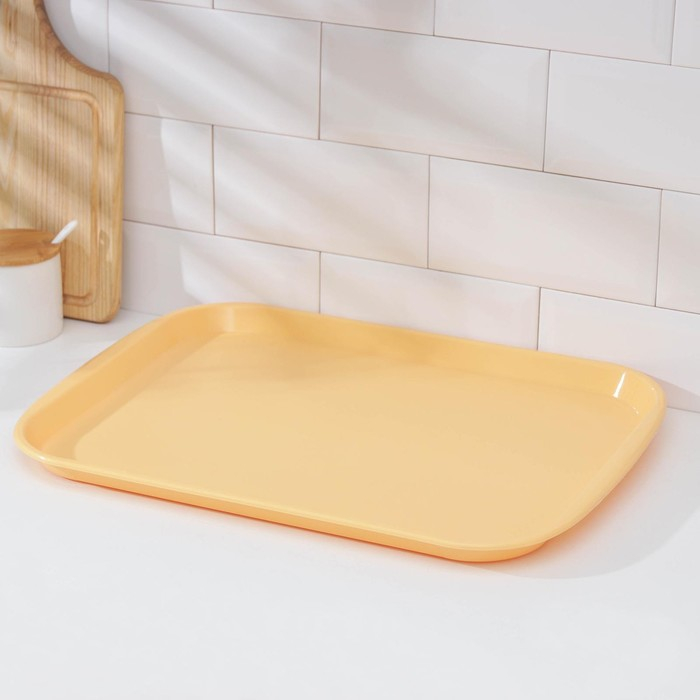 Поднос прямоугольный Verona, 47×35,5×2,5 cм, цвет бледно-жёлтый Поднос прямоугольный Verona, 47×35,5×2,5 cм, цвет бледно-жёлтый
