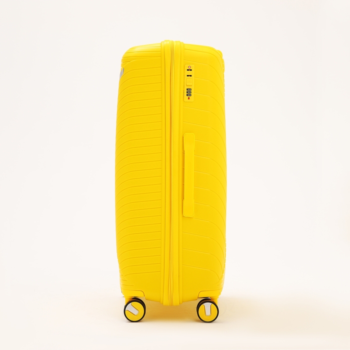 Чемодан большой 100 л (L), отдел на молнии, кодовый замок, 4 колеса, цвет жёлтый Чемодан большой 100 л (L), отдел на молнии, кодовый замок, 4 колеса, цвет жёлтый