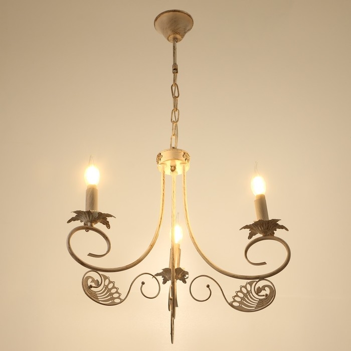 Люстра Люстра "Элессия" 3xE14 40Вт белый с золотой патиной 55х55х41,5-100 см