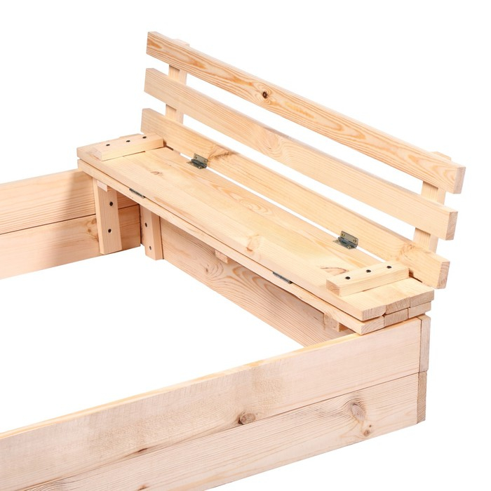 Песочница детская деревянная, с крышкой, 100 × 100 × 18 см, без покраски, лавочки (2 шт.), Greengo Песочница детская деревянная, с крышкой, 100 × 100 × 18 см, без покраски, лавочки (2 шт.), Greengo