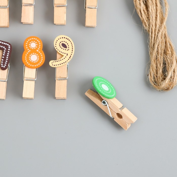 Декор для творчества дерево Декор для творчества дерево "Прищепка. Цифры" набор 10 шт 3,7х1,5х1,2 см