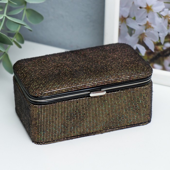 Шкатулка кожзам для украшений Шкатулка кожзам для украшений "Мелкие квадратики. Шоколад" 6х7х12 см