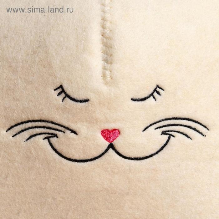 Шапка для бани  Шапка для бани "Кошечка", фетр белый