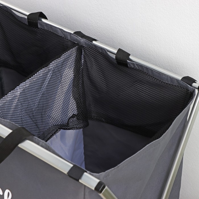 Корзина для белья Доляна Color, складная, двойная, 61×36×57 см, цвет серый Корзина для белья Доляна Color, складная, двойная, 61×36×57 см, цвет серый