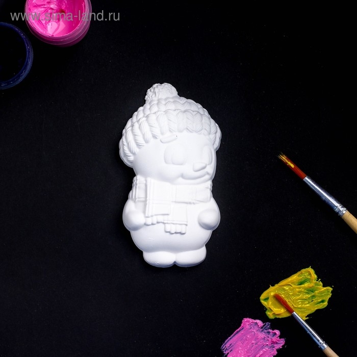 Новогодняя фигура под роспись с подвесом  Новогодняя фигура под роспись с подвесом "Снеговик мальчик" 12х8см