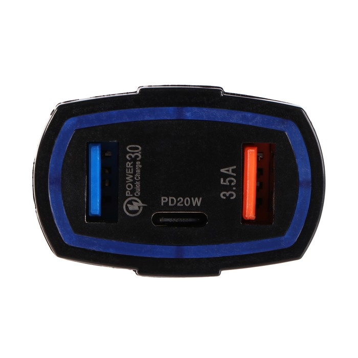 Зарядное устройство Cartage, 12-24 В, 2 USB, Type-C 3.5 А, черный