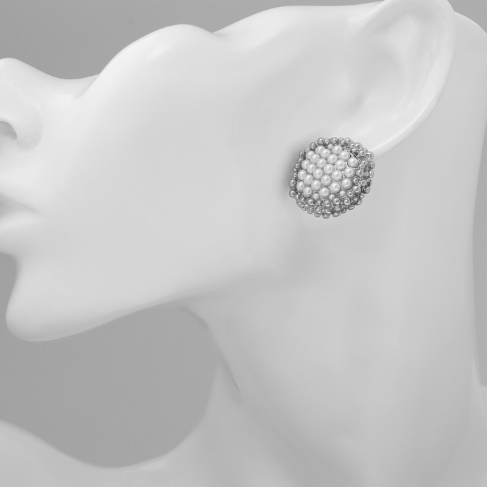 Серьги с жемчугом &laquo;Атмосфера&raquo; бусинки, цвет белый в серебре