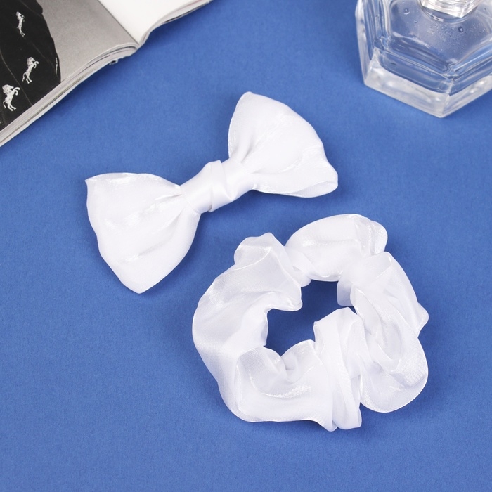 Набор для волос Набор для волос "Школьница" (резинка 10 см, зажим 8 см) классик, белый