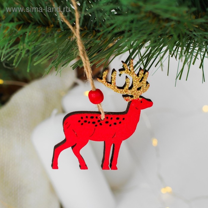 Новогодняя подвеска «Золотой олень», цвет красный Новогодняя подвеска «Золотой олень», цвет красный