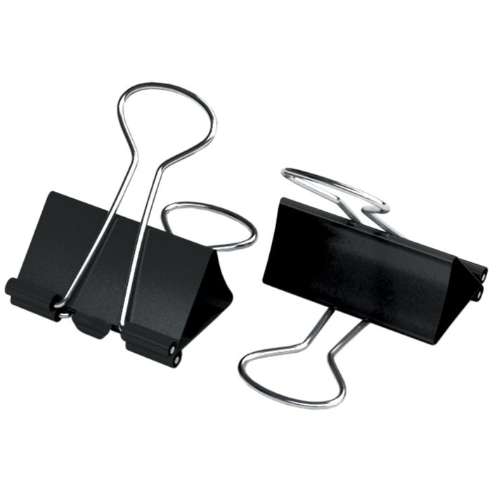 Зажимы для бумаг 25 мм, 12 штук, чёрные Зажимы для бумаг 25 мм, 12 штук, чёрные