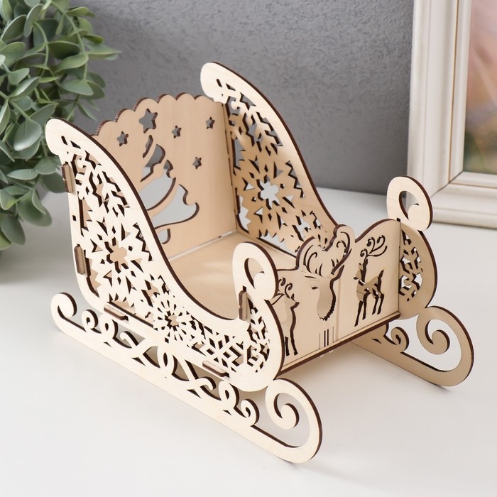 Шкатулка  Шкатулка "Сани. Ёлка" 22х11,5х13,5 см (набор 5 деталей)