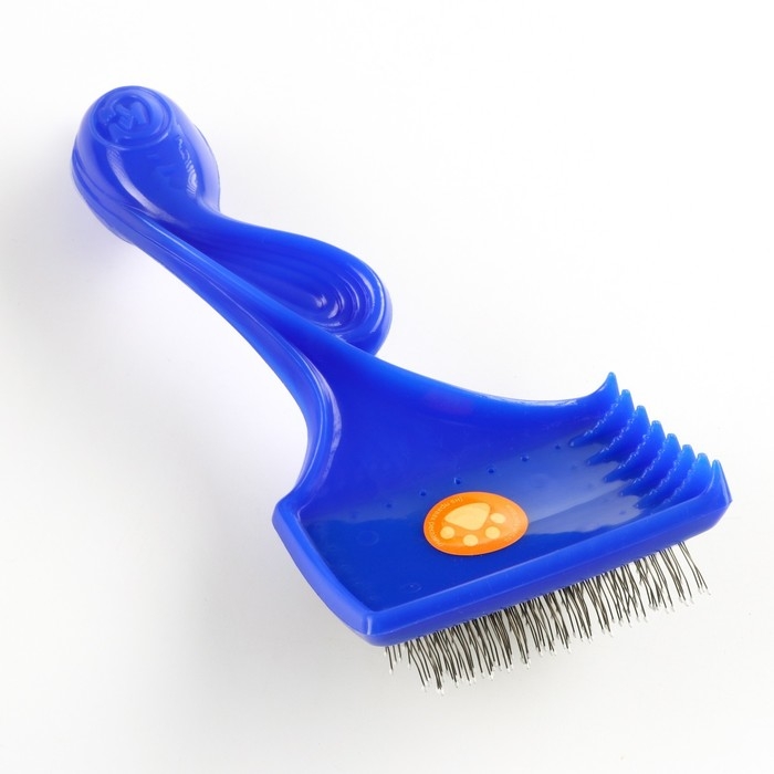 Щётка - пуходёрка трёхрядная с каплями, основание 84 х 58 мм, синяя Щётка - пуходёрка трёхрядная с каплями, основание 84 х 58 мм, синяя