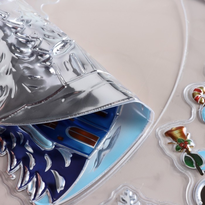 Наклейки на окна Наклейки на окна "Новогодние" деревня, сани, 38х30 см